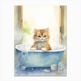 Australian Mist Cat In Bathtub Bathroom 2 Canvas Print