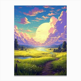 Prairie Landscape Pixel Art 3 Canvas Print