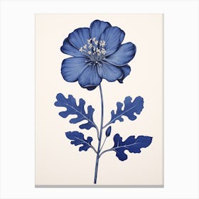 Blue Botanical Portulaca Canvas Print