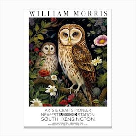 William Morris Owl And Owlet Mothers Day Gift Flowers Canvas Print