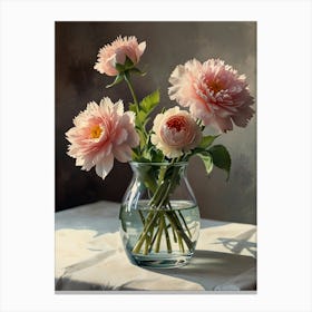 Bouquet of flowers in a glass vase Canvas Print