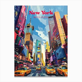 New York Borough Digital Travel Illustration Canvas Print