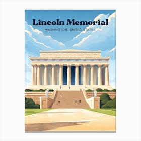 Lincoln Memorial Washington USA Building Monument Travel Art Illustration Canvas Print