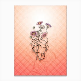 Hoary Diplopappus Flower Vintage Botanical in Peach Fuzz Tartan Plaid Pattern n.0147 Canvas Print
