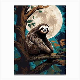 Moonlight Sloth Canvas Print