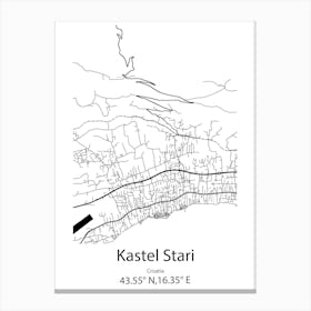 Kastel Stari,Croatia Minimalist Map Canvas Print