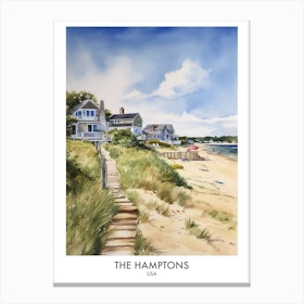 The Hamptons 2 Watercolour Travel Poster Canvas Print