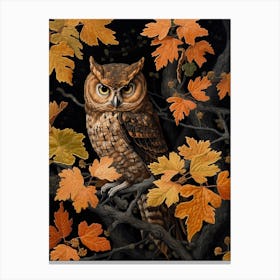 Dark And Moody Botanical Eastern Screech Owl 3 Canvas Print