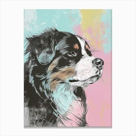 Bernese Mountain Dog Dog Pastel Line Watercolour Illustration  4 Canvas Print