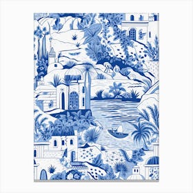 Santorini, Greece, Inspired Travel Pattern 2 Canvas Print