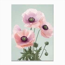 Anemone Flowers Acrylic Pastel Colours 1 Canvas Print