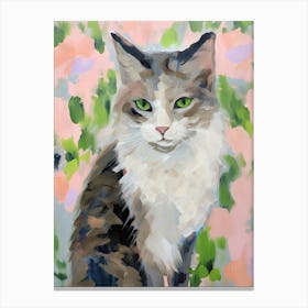 A Turkish Angora Cat Painting, Impressionist Painting 4 Canvas Print