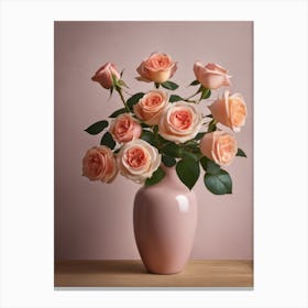 A Vase Of Pink Roses 38 Canvas Print