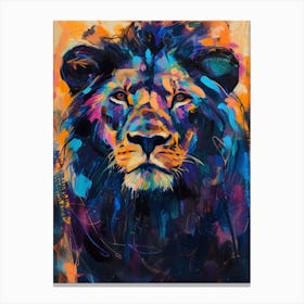 Black Lion Symbolic Imagery Fauvist Painting 3 Canvas Print