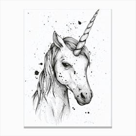 Unicorn Black & White Paint Splash Canvas Print
