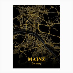 Mainz Gold City Map 1 Canvas Print