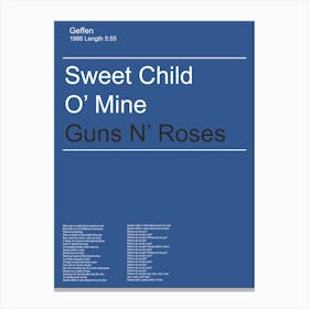 1iamfy Guns N Roses Sweet Child O Mine Base Copy Canvas Print
