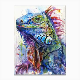 Iguana Colourful Watercolour 3 Canvas Print