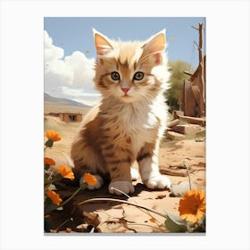 Kitten In The Desert Canvas Print