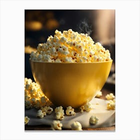 Popcorn In A Yellow Bowl Canvas Print