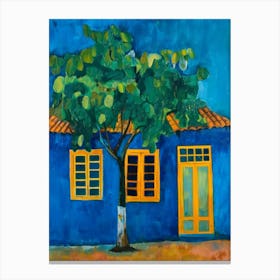 House With A Tree Canvas Print