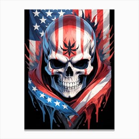 American Flag Floral Face Evil Death Skull (14) Canvas Print