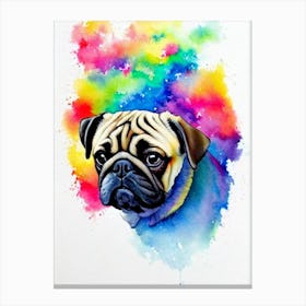 Pug Rainbow Oil Painting dog Canvas Print