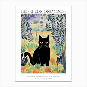 Henri Edmond Cross Style Black Catwith Lavender And Oranges 2 Poster Canvas Print