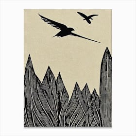 Chimney Swift Linocut Bird Canvas Print