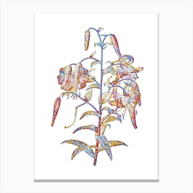 Stained Glass Tiger Lily Mosaic Botanical Illustration on White n.0168 Canvas Print