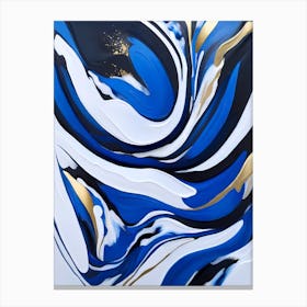 Peace Blue Gold Abstract Psychedelic Fluid III Canvas Print