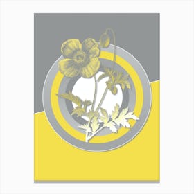 Vintage Welsh Poppy Botanical Geometric Art in Yellow and Gray n.087 Canvas Print
