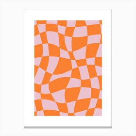 Warped Retro Checker Dopamine Decor Canvas Print