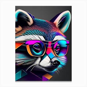 Raccoon Wearing Glasses Modern Geometric 4 Canvas Print