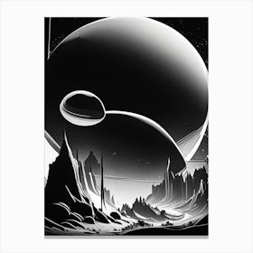 Planets Noir Comic Space Canvas Print