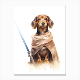 Dachshund Dog As A Jedi 1 Canvas Print