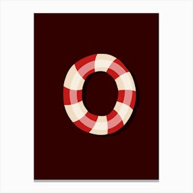 Candy Cane Christmas Letters Living Room Holiday Display 15 Canvas Print