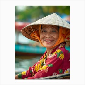 Old Lady In A Boat Canvas Print