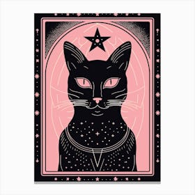 The Star Tarot Card, Black Cat In Pink 3 Canvas Print