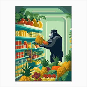 Grocery Shopping Gorilla Art 1 Canvas Print