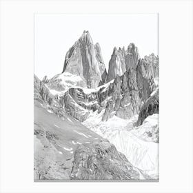 Cerro Torre Argentinachile Line Drawing 1 Canvas Print
