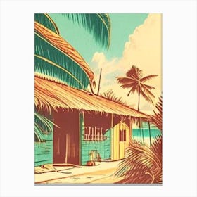 Caye Caulker Belize Vintage Sketch Tropical Destination Canvas Print