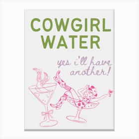 Cowgirl Water | Western Cowgirl Martini Colorful Kitchen Bar Cart Canvas Print