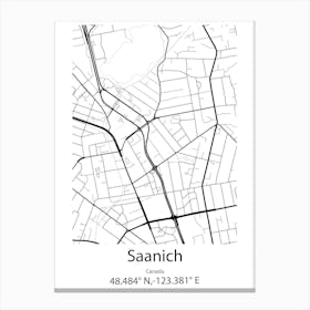 Saanich,Canada Minimalist Map Canvas Print