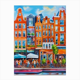 Amsterdam,Netherlands,streets, cafes, passing by, the beauty of summer,oil colors.. Canvas Print