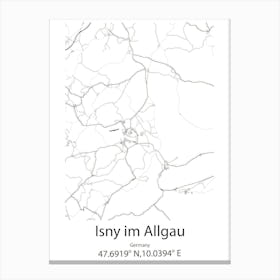 Isny Im Allgau,Germany Minimalist Map Canvas Print