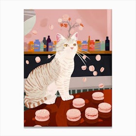 Cat And Macarons 2 Canvas Print
