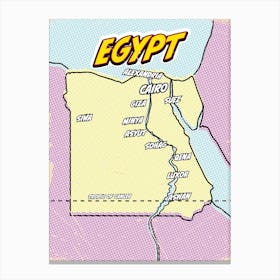 Pop Art Map of Egypt Canvas Print