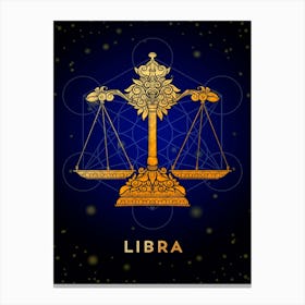 Libra — Zodiac golden sign Canvas Print