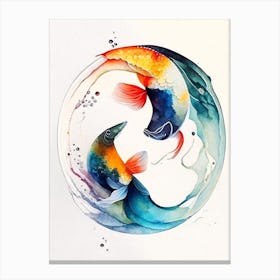 Fish Yin And Yang Watercolour Canvas Print